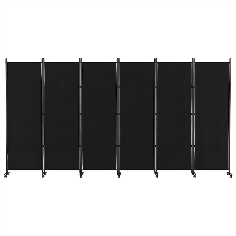 Artiss 6 Panel Room Divider Screen 323cm Wheel Fabric Black RD-D-PLY-323-WHEEL-BK