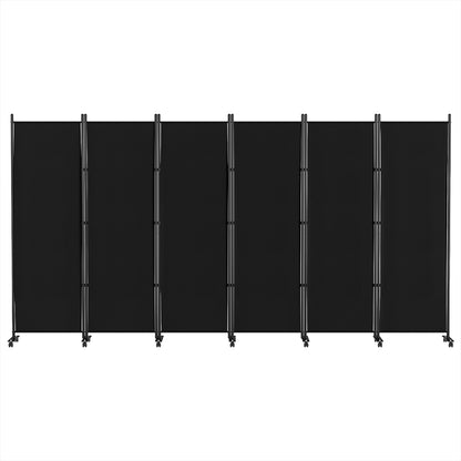 Artiss 6 Panel Room Divider Screen 323cm Wheel Fabric Black RD-D-PLY-323-WHEEL-BK
