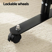 Artiss 6 Panel Room Divider Screen 323cm Wheel Fabric Black RD-D-PLY-323-WHEEL-BK