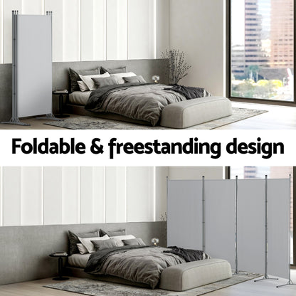 Artiss 4 Panel Room Divider Screen 345x180cm Fabric Grey RD-D-PLY-345-GY