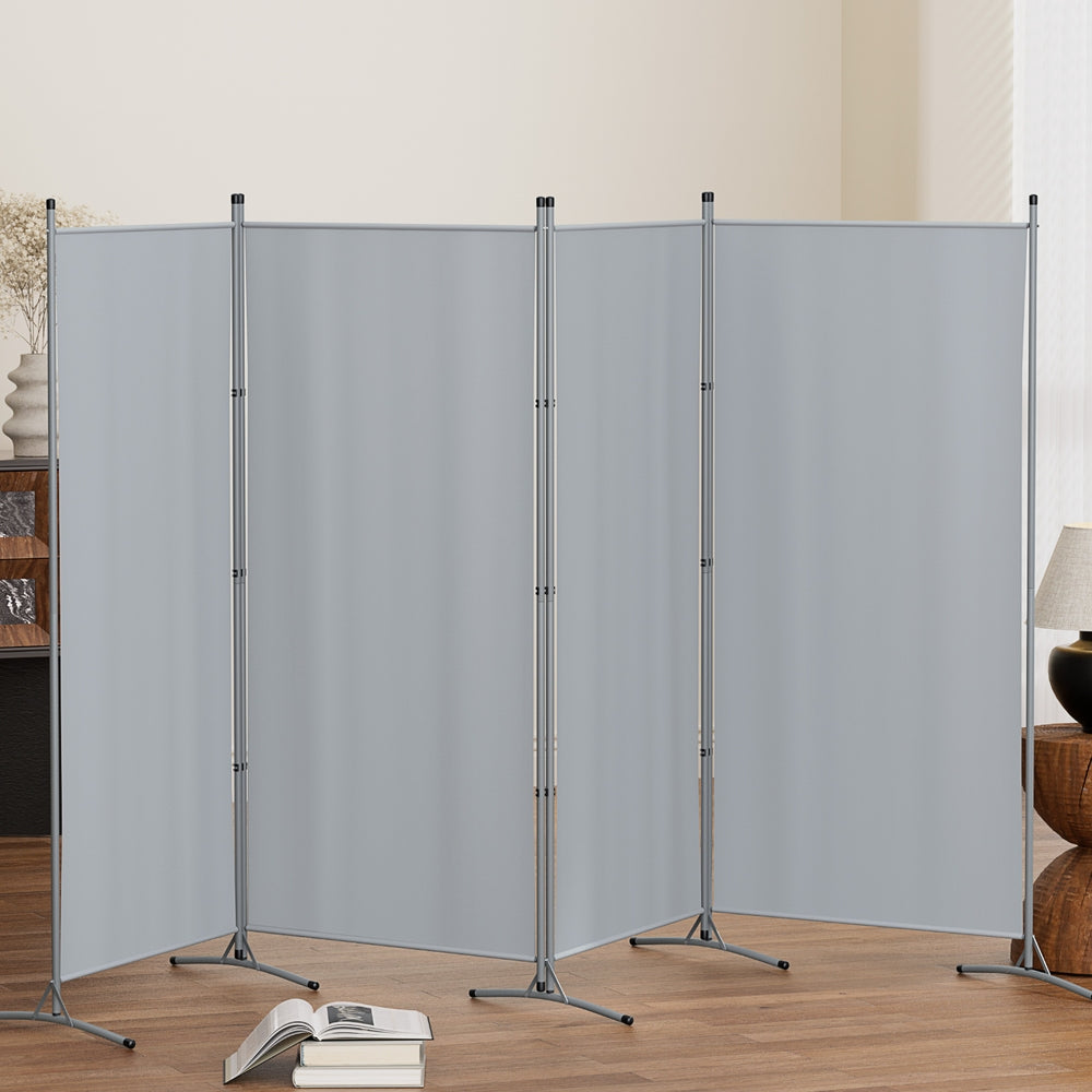 Artiss 4 Panel Room Divider Screen 345x180cm Fabric Grey RD-D-PLY-345-GY