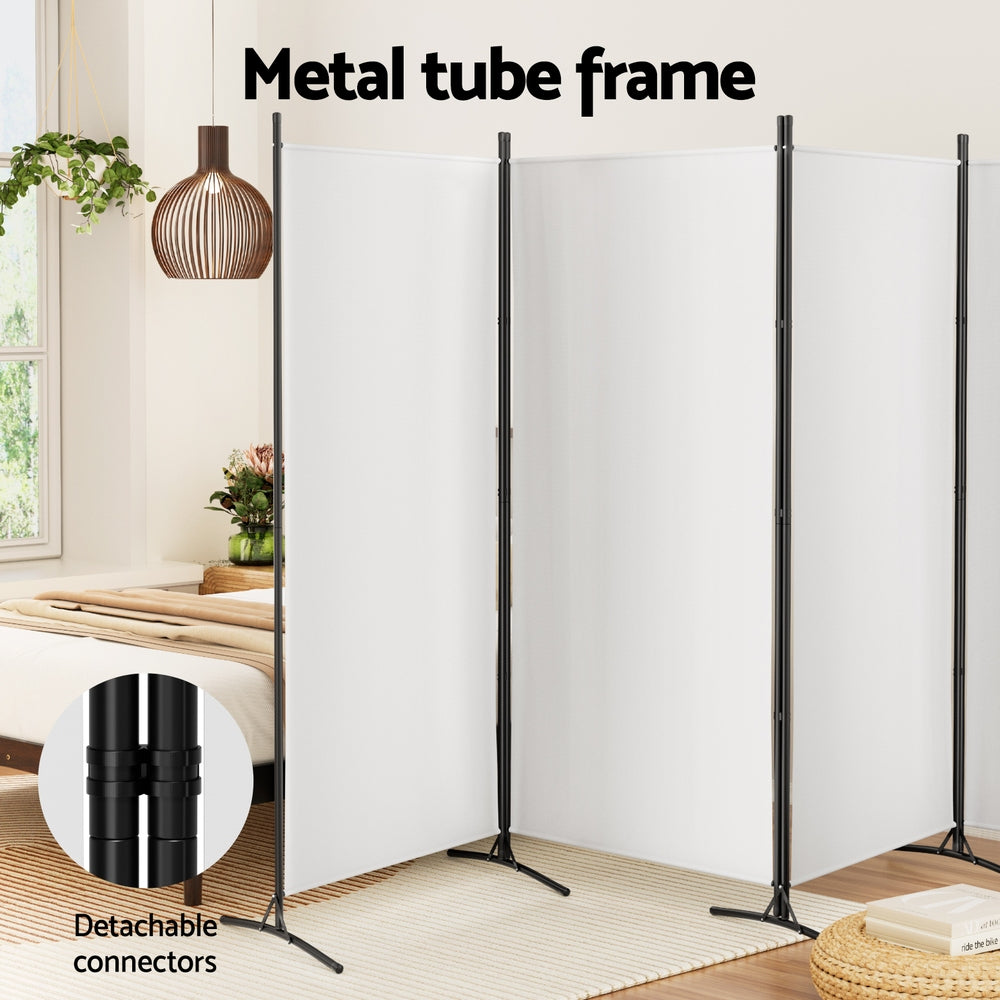 Artiss 4 Panel Room Divider Screen 345x180cm Fabric White RD-D-PLY-345-WH