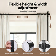 Artiss Room Divider Curtain Rod Extendable Black RD-E-MET-3R-BK