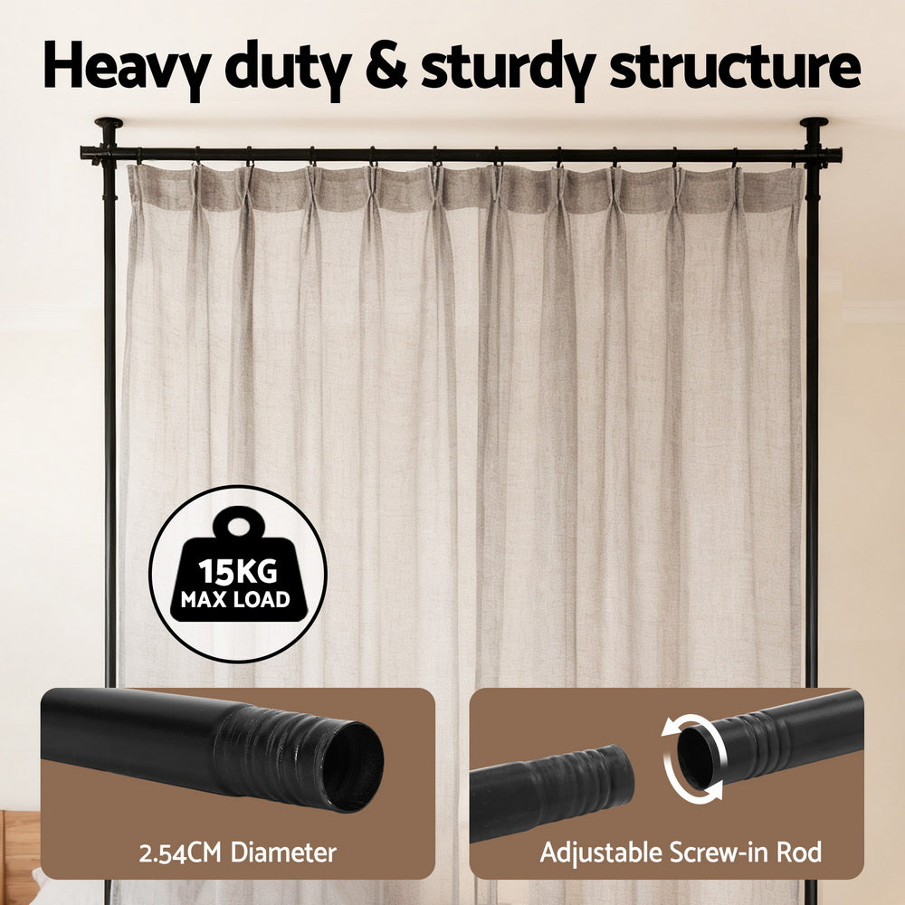 Artiss Room Divider Curtain Rod Extendable Black RD-E-MET-3R-BK