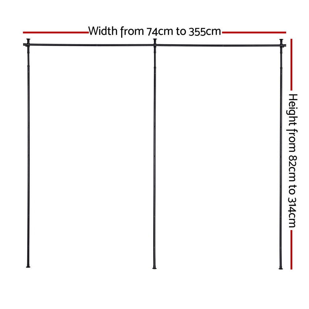 Artiss Room Divider Curtain Rod Extendable Black RD-E-MET-5R-BK