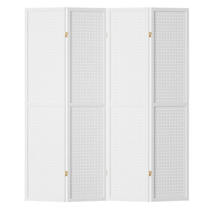 Artiss 4 Panel Room Divider Screen 164x170cm Pegboard White RD-HLW01-4P-WH