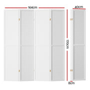 Artiss 4 Panel Room Divider Screen 164x170cm Pegboard White RD-HLW01-4P-WH