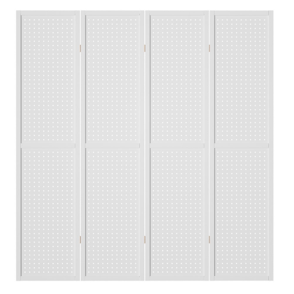 Artiss 4 Panel Room Divider Screen 164x170cm Pegboard White RD-HLW01-4P-WH