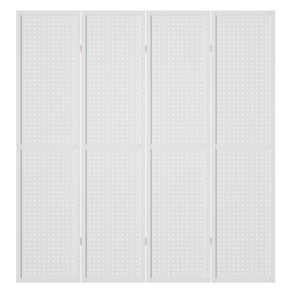 Artiss 4 Panel Room Divider Screen 164x170cm Pegboard White RD-HLW01-4P-WH