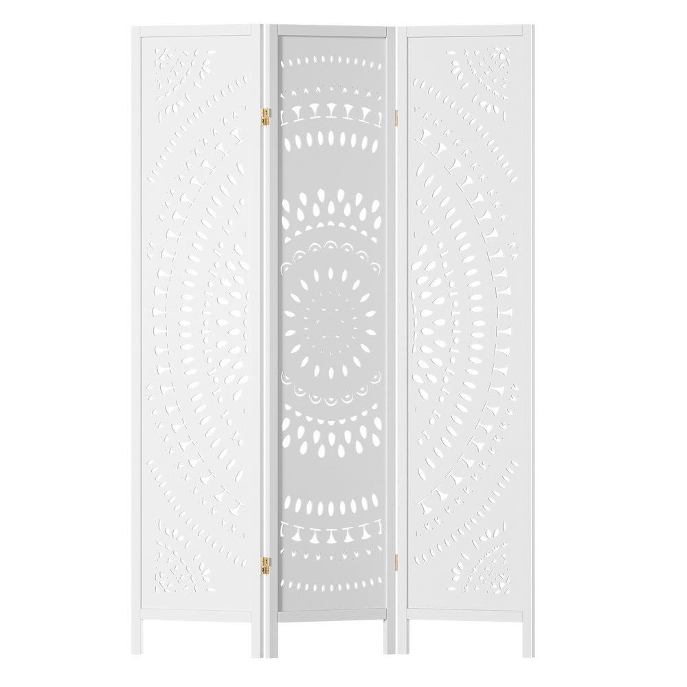 Artiss 3 Panel Room Divider Screen 132x170cm Circle White RD-HLW02-3P-WH