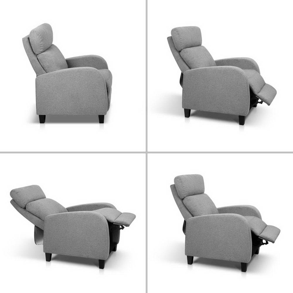 Artiss Fabric Reclining Armchair - Grey RECLINER-A1-GY-AB