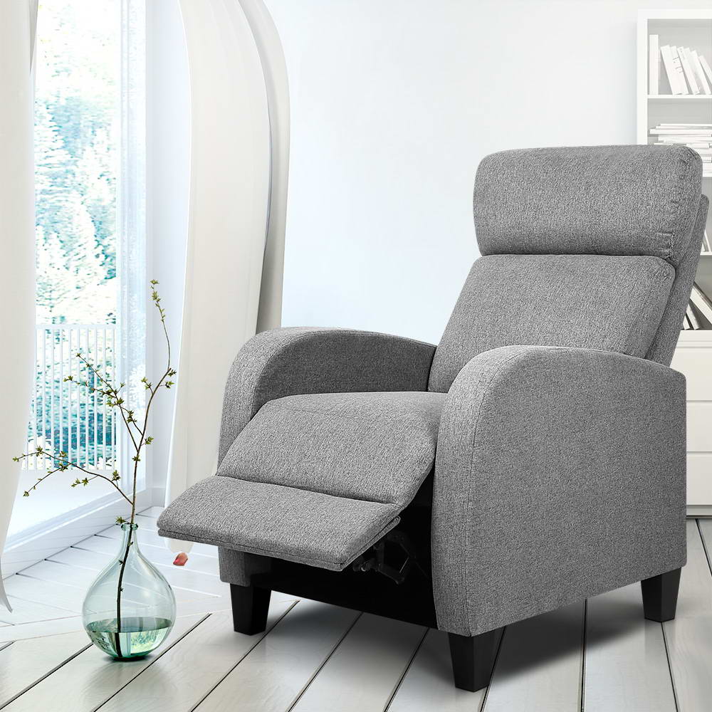 Artiss Fabric Reclining Armchair - Grey RECLINER-A1-GY-AB