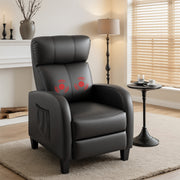 Artiss Massage Recliner Chair Small Recliner Sofa for Adults PU Leather Black RECLINER-A1-MSG-BK