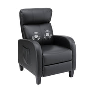 Artiss Massage Recliner Chair Small Recliner Sofa for Adults PU Leather Black RECLINER-A1-MSG-BK