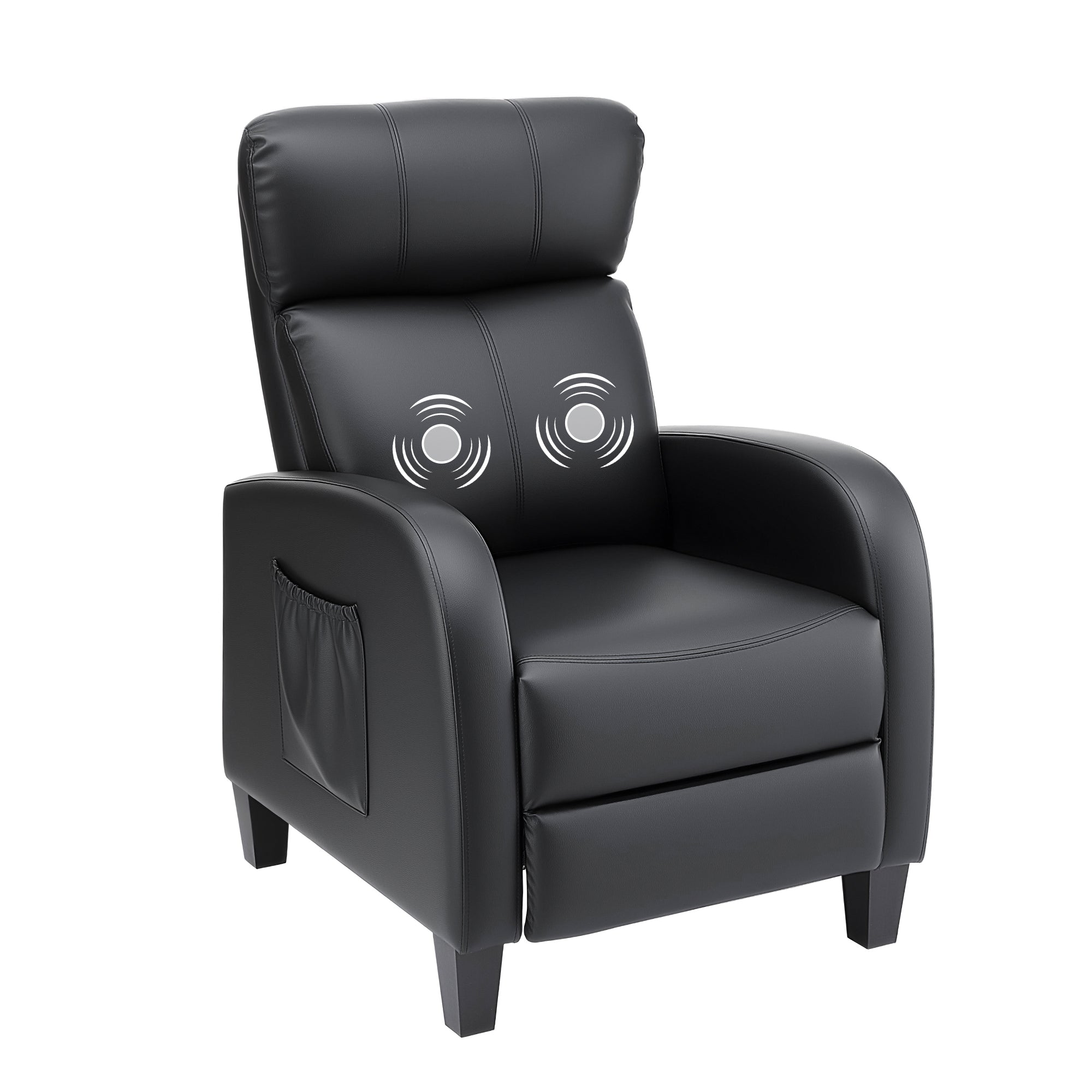 Artiss Massage Recliner Chair Small Recliner Sofa for Adults PU Leather Black RECLINER-A1-MSG-BK