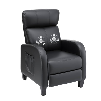 Artiss Massage Recliner Chair Small Recliner Sofa for Adults PU Leather Black RECLINER-A1-MSG-BK