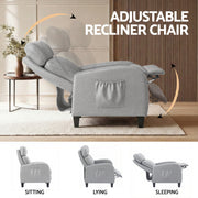 Artiss Massage Recliner Chair Small Recliner Sofa for Adults Fabric Grey RECLINER-A1-MSG-GY