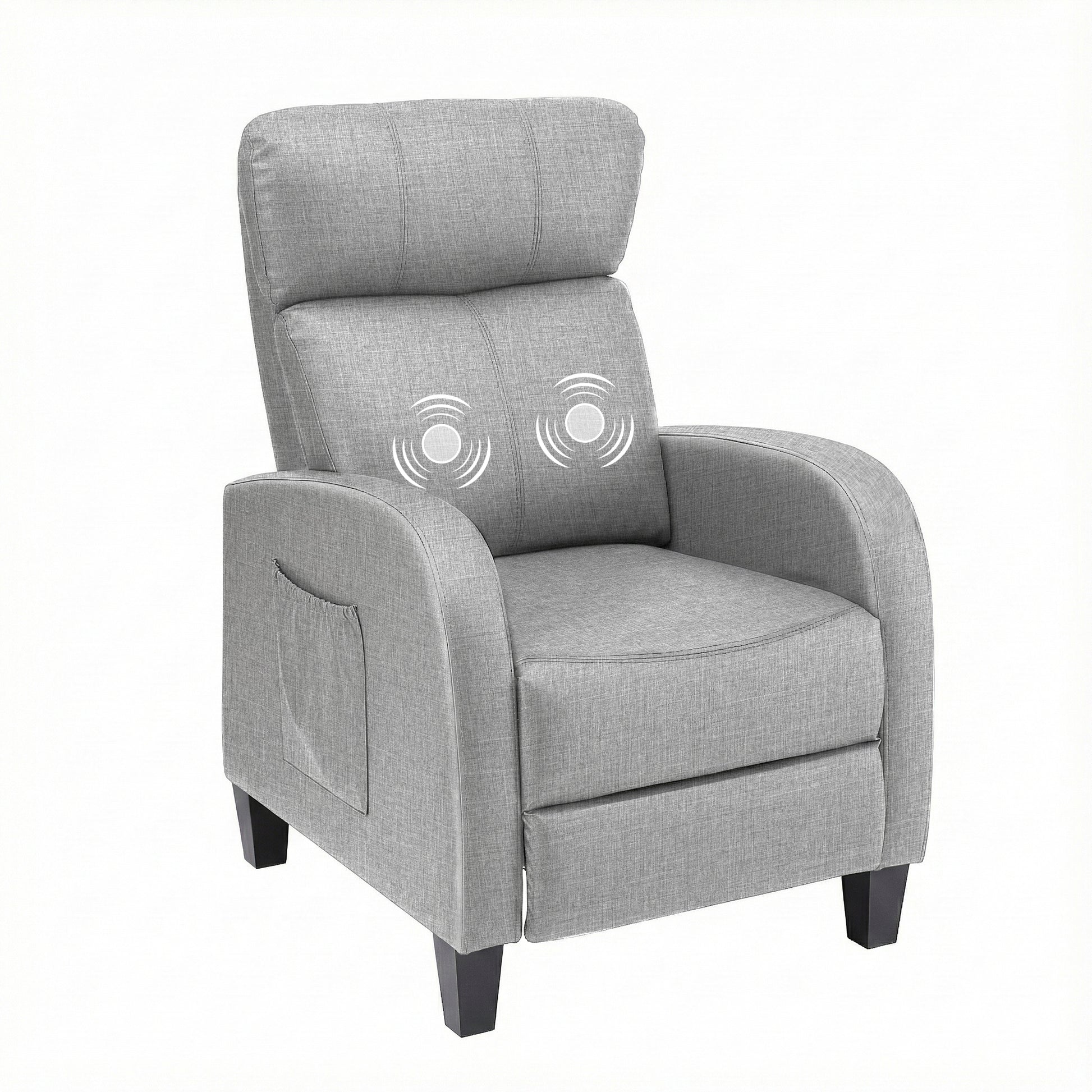 Artiss Massage Recliner Chair Small Recliner Sofa for Adults Fabric Grey RECLINER-A1-MSG-GY