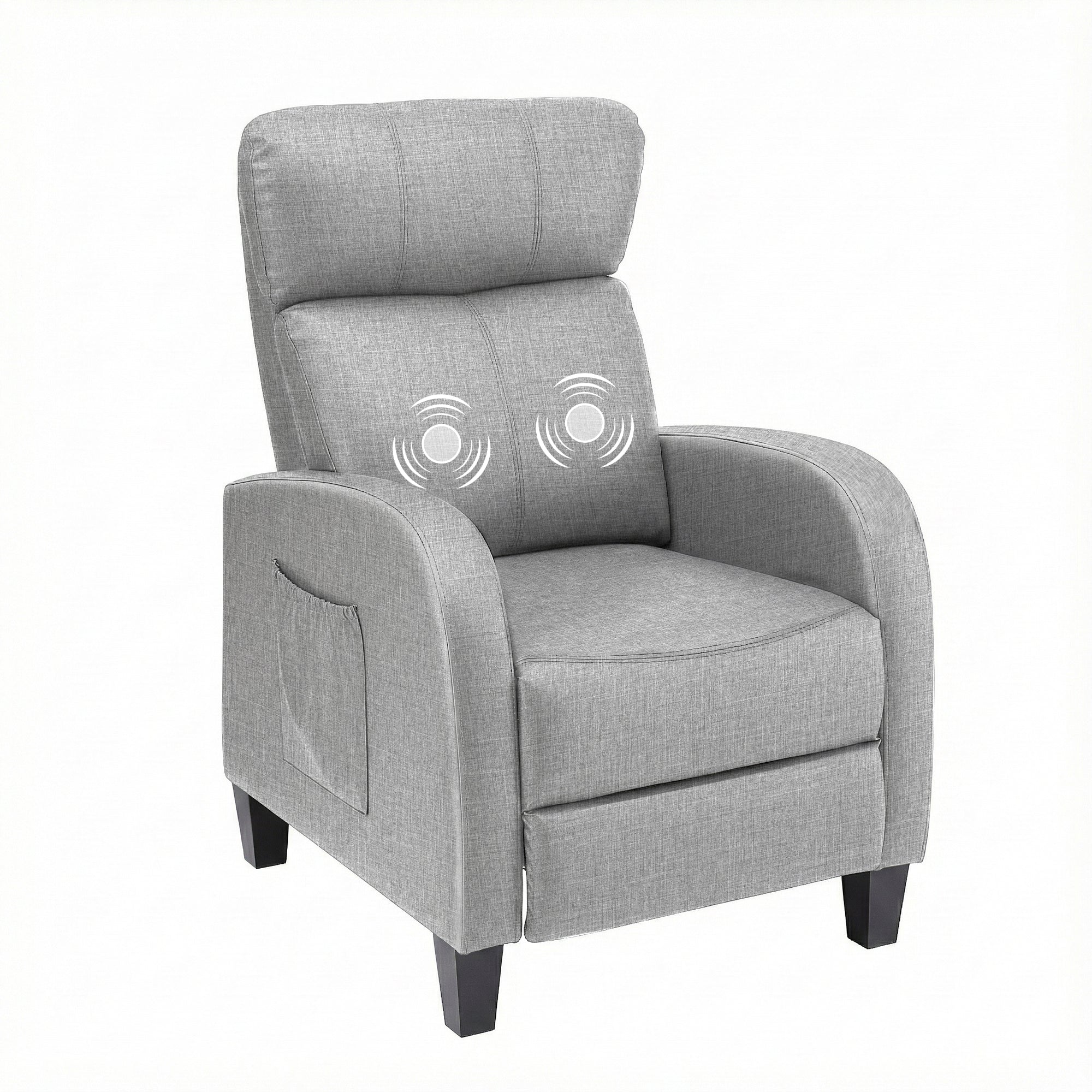 Artiss Massage Recliner Chair Small Recliner Sofa for Adults Fabric Grey RECLINER-A1-MSG-GY