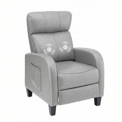 Artiss Massage Recliner Chair Small Recliner Sofa for Adults Fabric Grey RECLINER-A1-MSG-GY