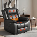 Artiss Manual Massage Recliner Chair for Living Room, Leather Sofa Lounge Reclining Chair with 2 USB Port, RECLINER-A13-UB-PU-BK-AB