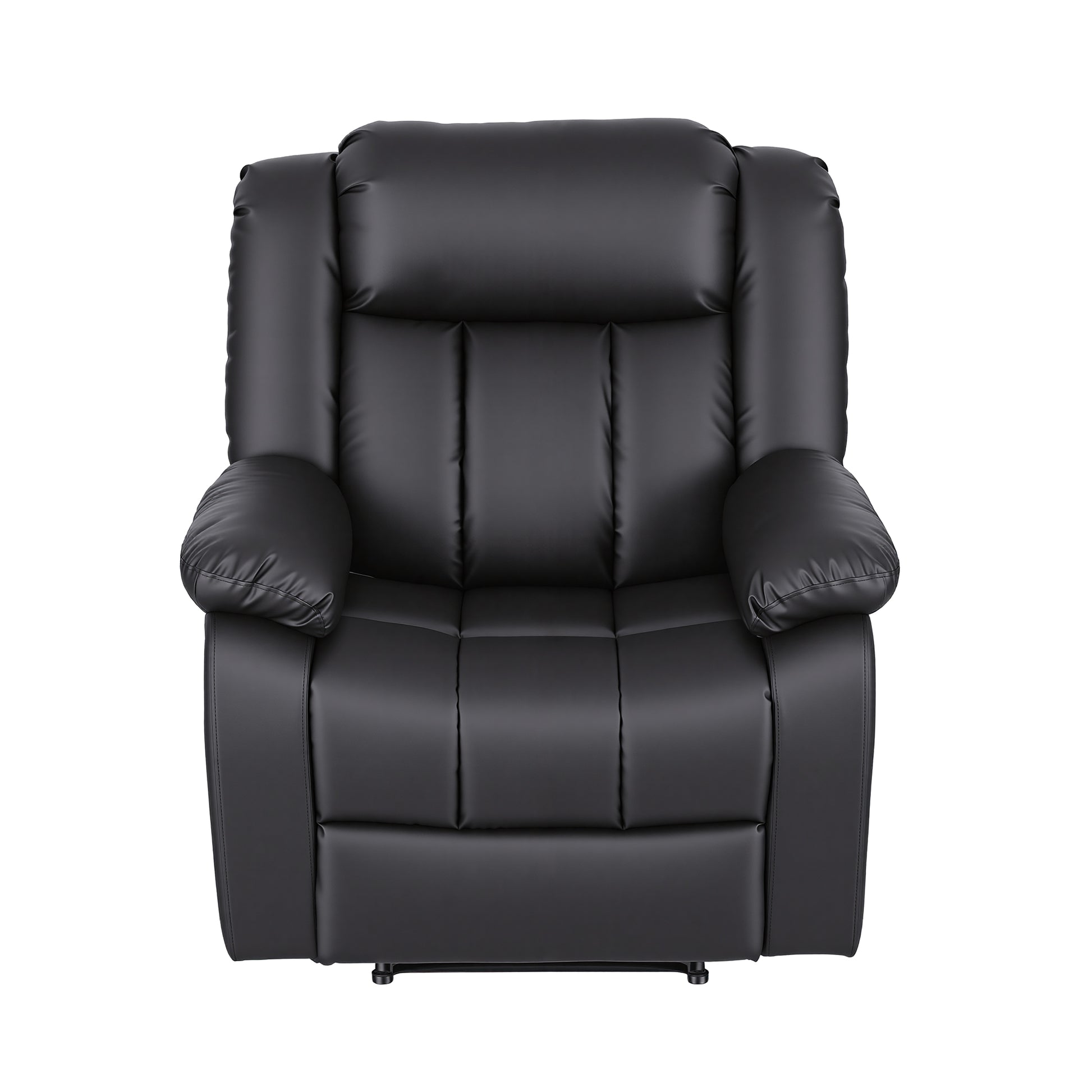 Artiss Manual Massage Recliner Chair for Living Room, Leather Sofa Lounge Reclining Chair with 2 USB Port, RECLINER-A13-UB-PU-BK-AB
