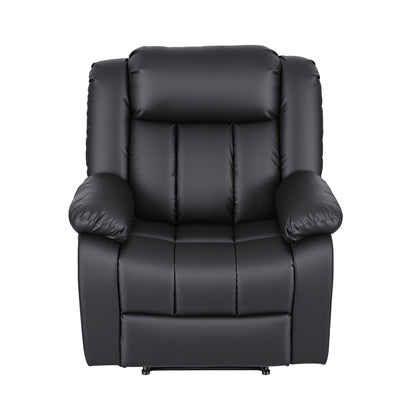 Artiss Manual Massage Recliner Chair for Living Room, Leather Sofa Lounge Reclining Chair with 2 USB Port, RECLINER-A13-UB-PU-BK-AB