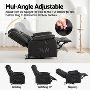 Artiss Manual Massage Recliner Chair for Living Room, Leather Sofa Lounge Reclining Chair with 2 USB Port, RECLINER-A13-UB-PU-BK-AB