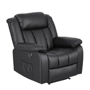 Artiss Manual Massage Recliner Chair for Living Room, Leather Sofa Lounge Reclining Chair with 2 USB Port, RECLINER-A13-UB-PU-BK-AB