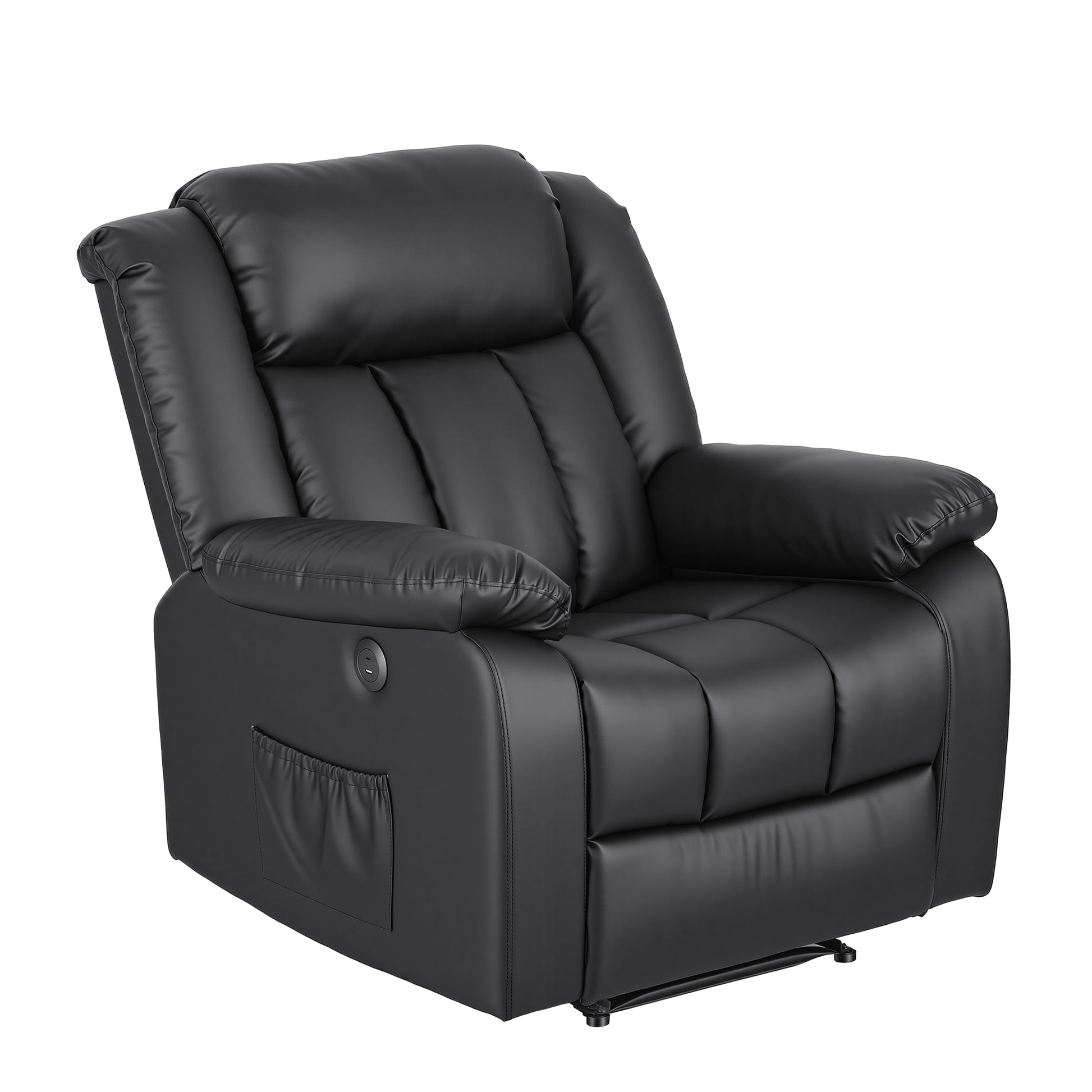 Artiss Manual Massage Recliner Chair for Living Room, Leather Sofa Lounge Reclining Chair with 2 USB Port, RECLINER-A13-UB-PU-BK-AB