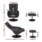 Artiss 2X Recliner Chair Ottoman Heated Massage Black RECLINER-A14-PU-BKX2