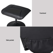Artiss 2X Recliner Chair Ottoman Heated Massage Black RECLINER-A14-PU-BKX2