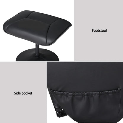 Artiss 2X Recliner Chair Ottoman Heated Massage Black RECLINER-A14-PU-BKX2