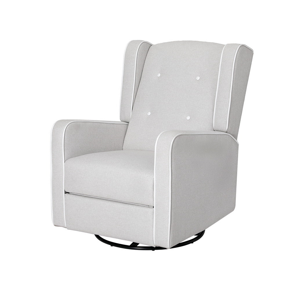 Artiss Recliner Armchair 360 Swivel Grey Fabric RECLINER-A15-FA-GY