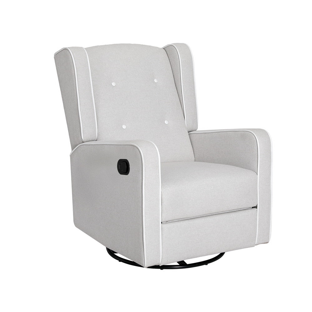 Artiss Recliner Armchair 360 Swivel Grey Fabric RECLINER-A15-FA-GY
