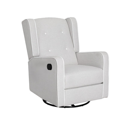 Artiss Recliner Armchair 360 Swivel Grey Fabric RECLINER-A15-FA-GY