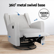 Artiss Recliner Armchair 360 Swivel Grey Fabric RECLINER-A15-FA-GY
