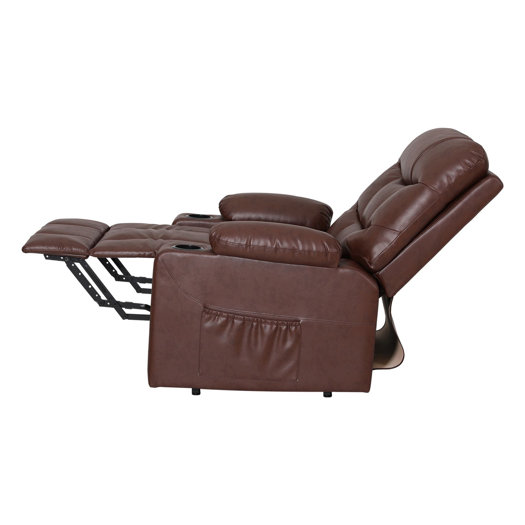 Artiss Recliner Chair Lift Assist Heated Massage Chair Leather Claude RECLINER-A16-PU-BR