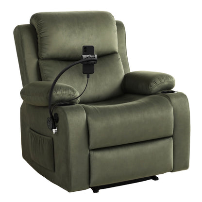 Artiss Recliner Chair Heated Massage Chair with Phone Holder Velvet RECLINER-A18-VEL-GN