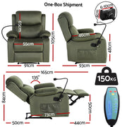 Artiss Recliner Chair Heated Massage Chair with Phone Holder Velvet RECLINER-A18-VEL-GN