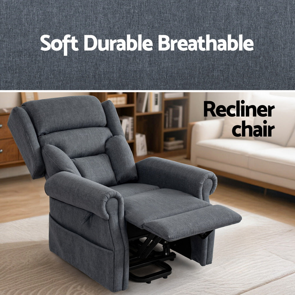 Artiss Electric Recliner Chair Power Lift Massage Heated Recliner Sofa RECLINER-A20-LIN-GY