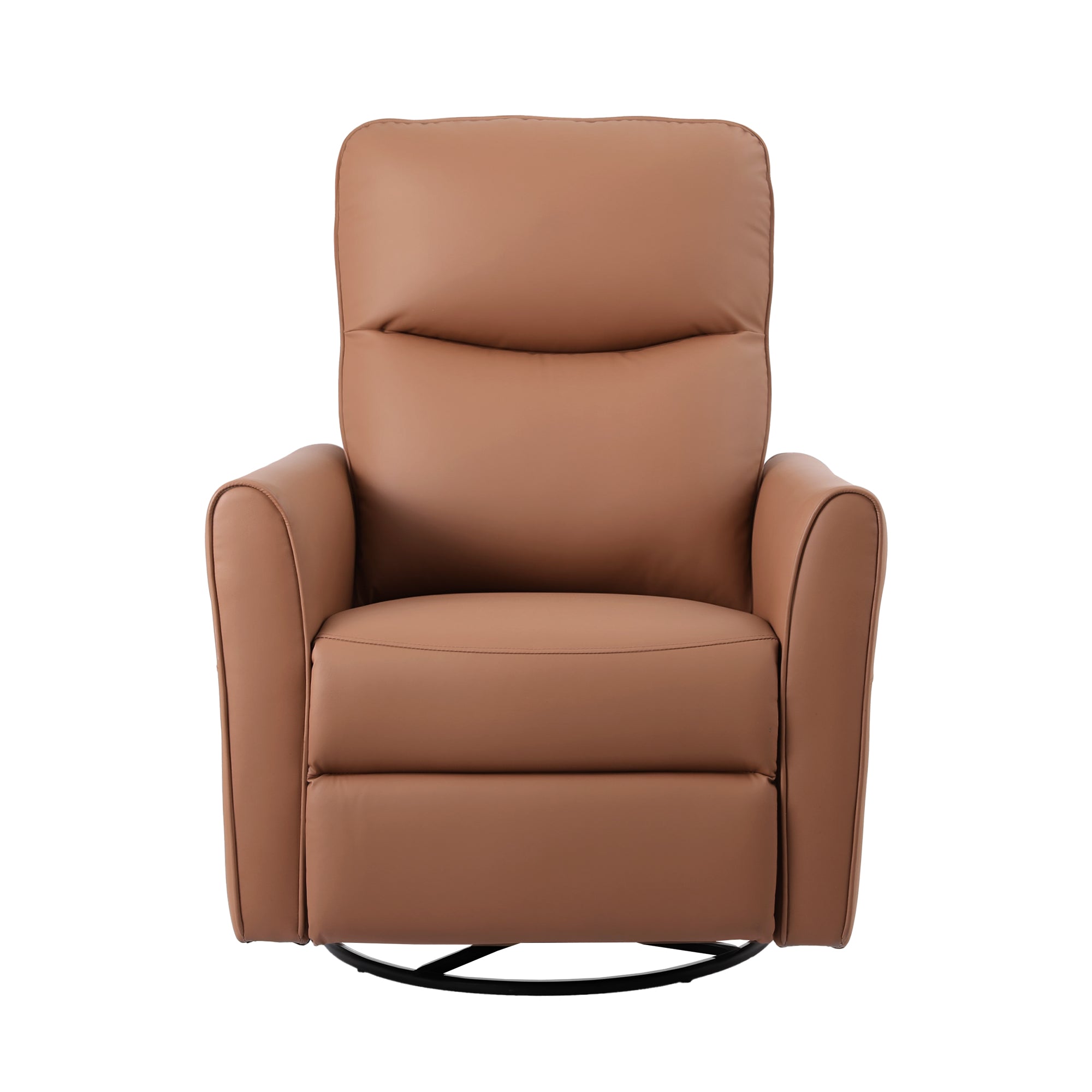 Artiss Swivel Recliner Chair PU Leather Rocking Reclining Sofa with Charging Ports LED Brown RECLINER-A21-LED-PU-BR