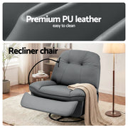 Artiss Manual Swivel Rocker Recliner with USB Ports Rocking Chair Nursery Sofa Lounge RECLINER-A22-PU-GY