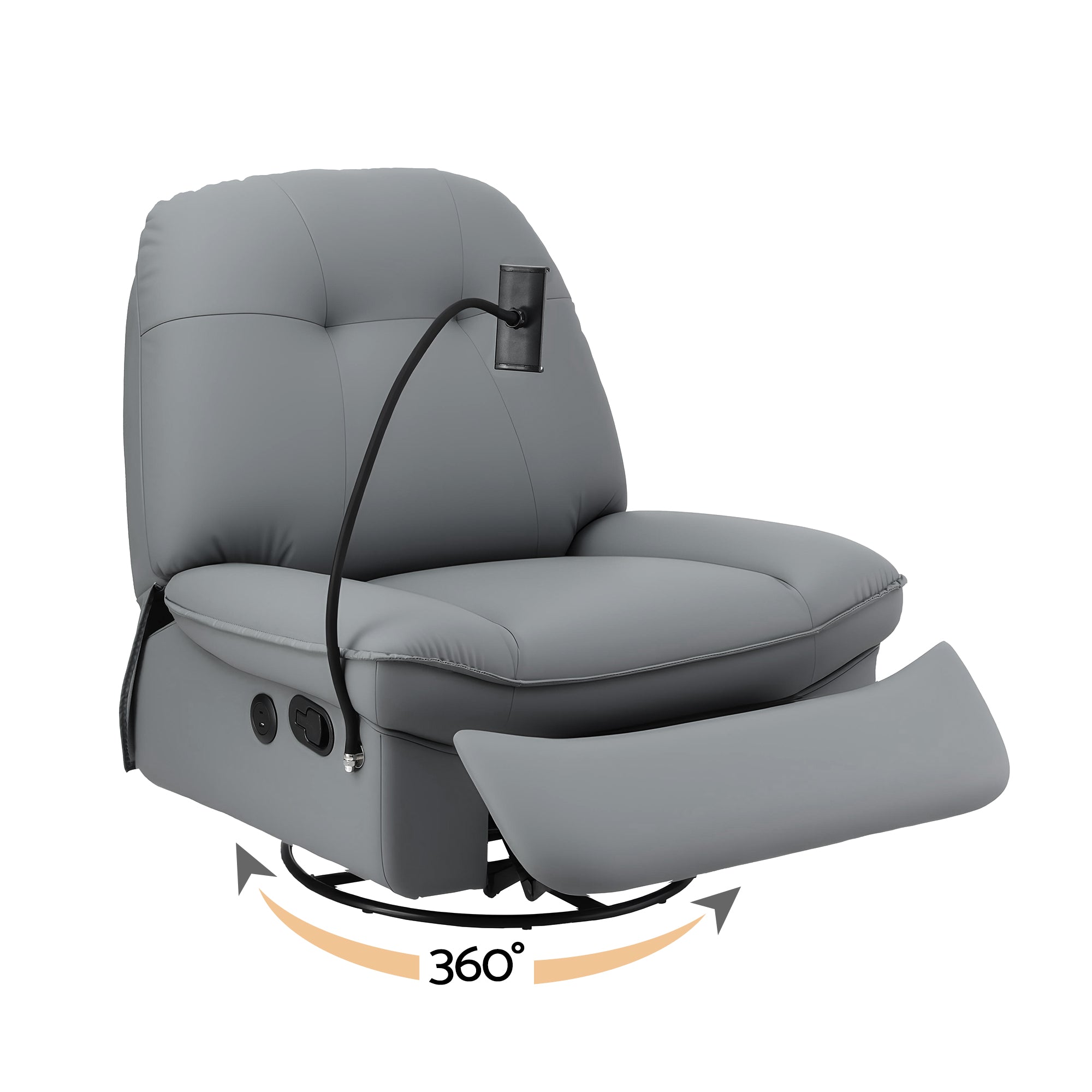 Artiss Manual Swivel Rocker Recliner with USB Ports Rocking Chair Nursery Sofa Lounge RECLINER-A22-PU-GY