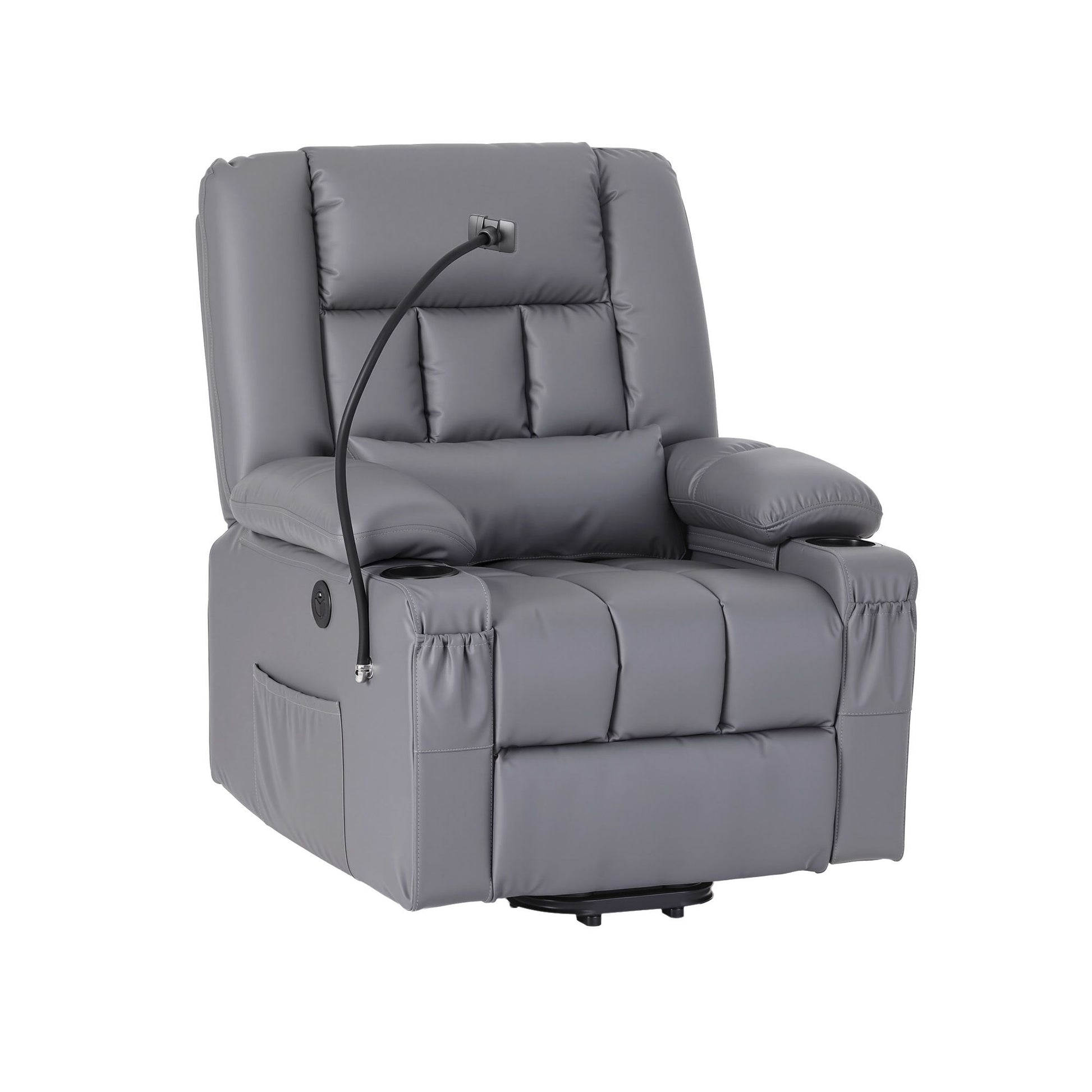Artiss Power Lift Recliner Chair with Massage and Heat for Elderly, Electric Sofa Reclining Chair with USB RECLINER-A23-PU-GY-AB