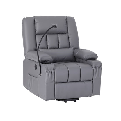 Artiss Power Lift Recliner Chair with Massage and Heat for Elderly, Electric Sofa Reclining Chair with USB RECLINER-A23-PU-GY-AB