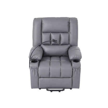 Artiss Power Lift Recliner Chair with Massage and Heat for Elderly, Electric Sofa Reclining Chair with USB RECLINER-A23-PU-GY-AB