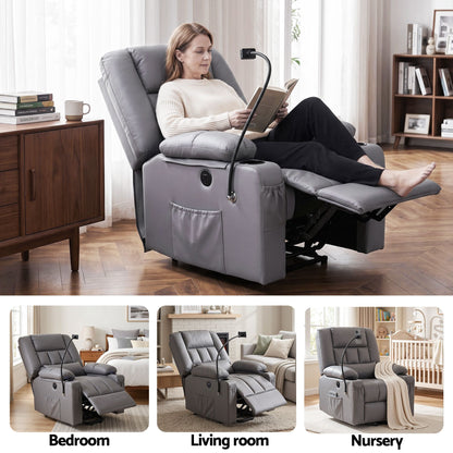 Artiss Power Lift Recliner Chair with Massage and Heat for Elderly, Electric Sofa Reclining Chair with USB RECLINER-A23-PU-GY-AB