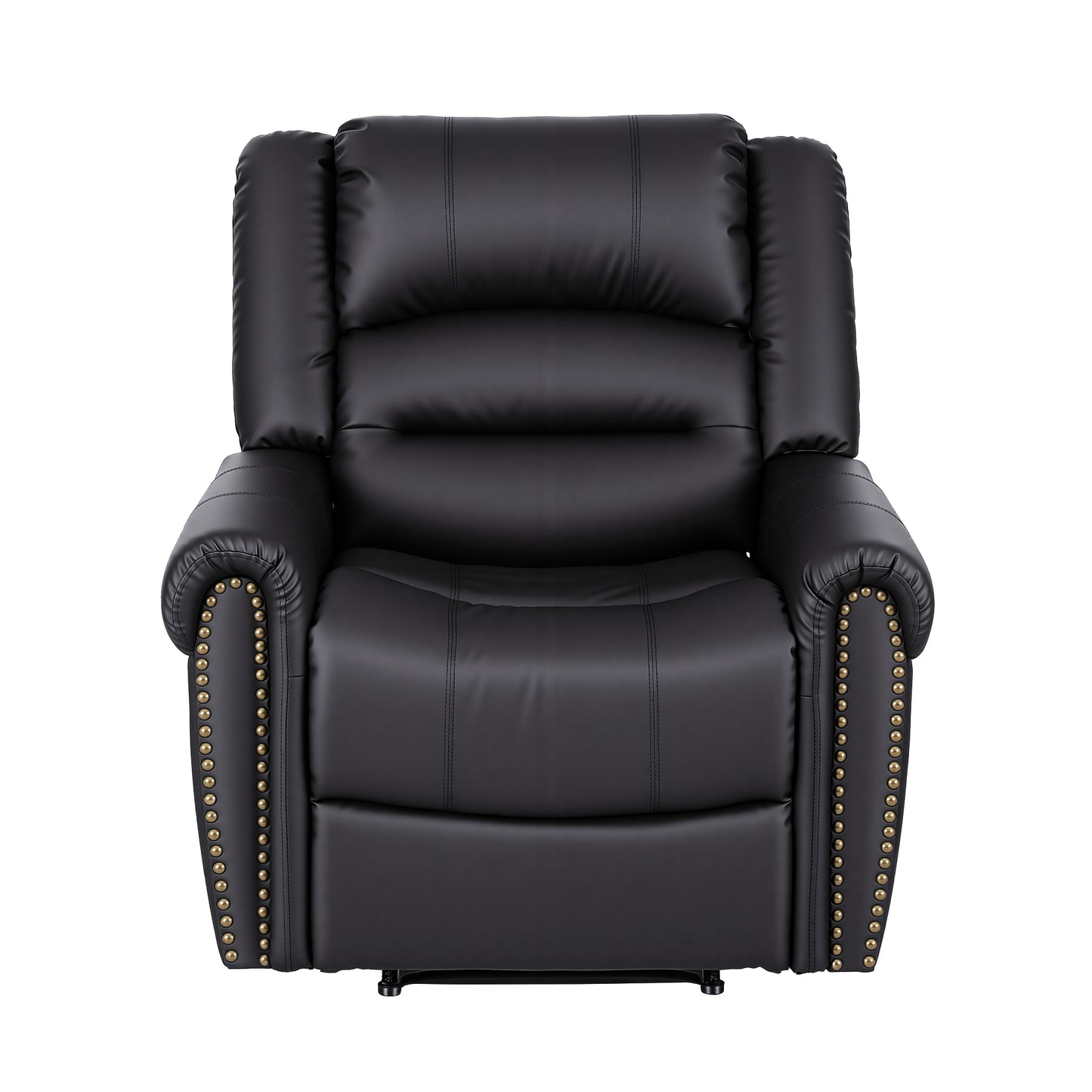 Artiss Leather Manual Recliner Chair with USB Charge Port, Overstuffed Armchair Sofa for Living Room and RECLINER-A24-PU-BK-AB