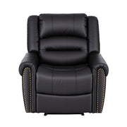 Artiss Leather Manual Recliner Chair with USB Charge Port, Overstuffed Armchair Sofa for Living Room and RECLINER-A24-PU-BK-AB